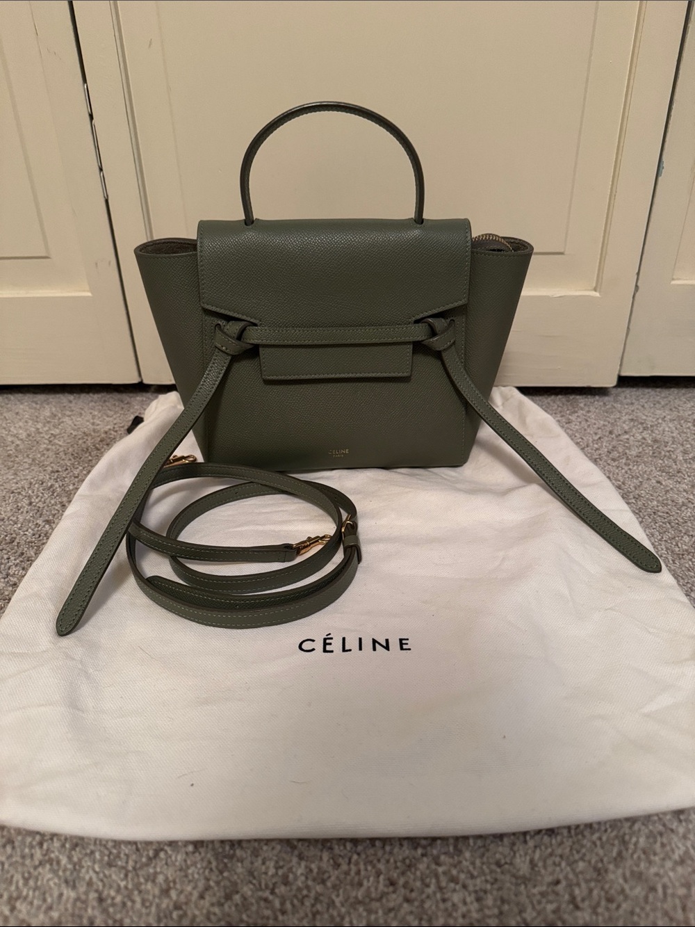 BNWT Celine Nano Belt Bag in Olive Green